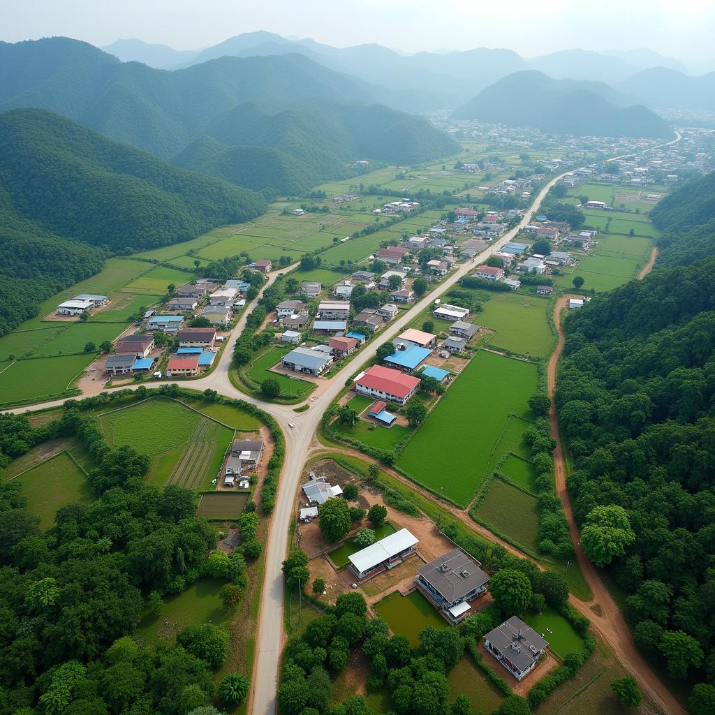 Vị trí địa lý và cảnh quan Xã Tằng Loỏng Tỉnh Lào Cai nhìn từ trên cao